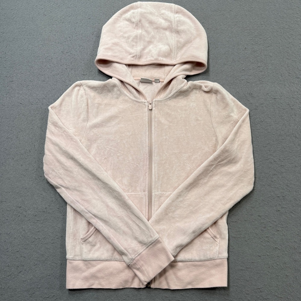 Sunday Best Hoodie Women's Small Pink Slim Fit Velour Full Zip Sweatshirt Lounge